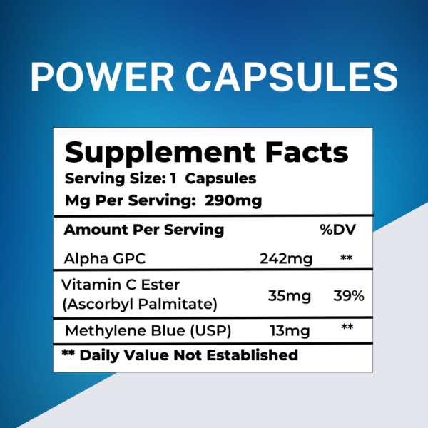 NEURO BLUE POWER CAPSULES  (Methelyne Blue + Alpha GPC + Vitamin C Ester) - 1 Month Supply - Image 8