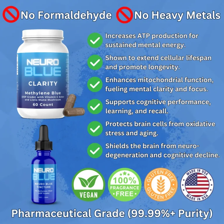 Home 2 Neuro Blue premium methylene blue capsules and tintures benefits.